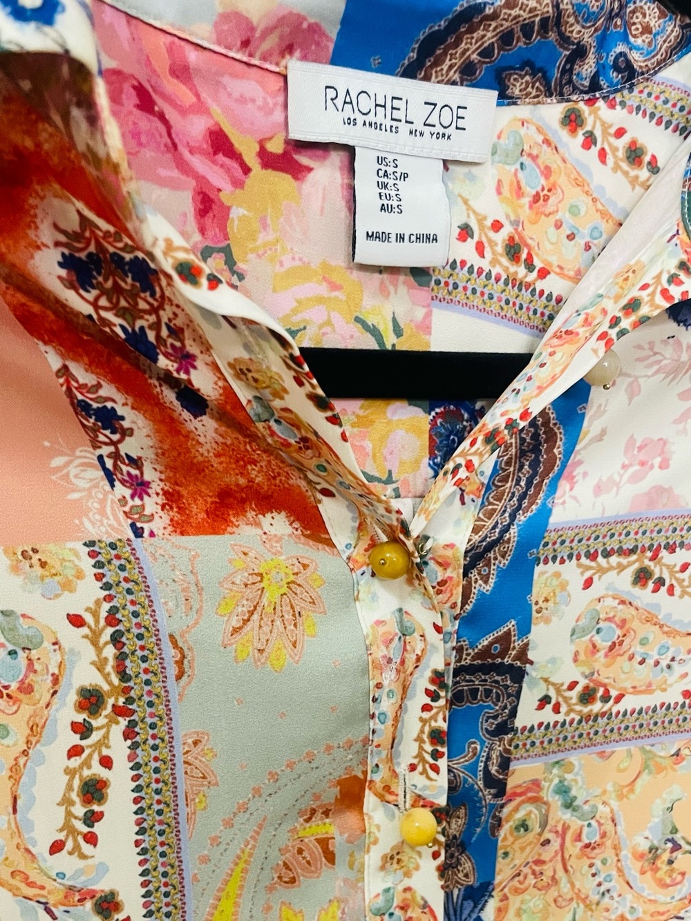 Rachel Zoe Patchwork Paisley Floral Blouse Oversized Small | Zimmermann Vibes - Picture 4 of 10